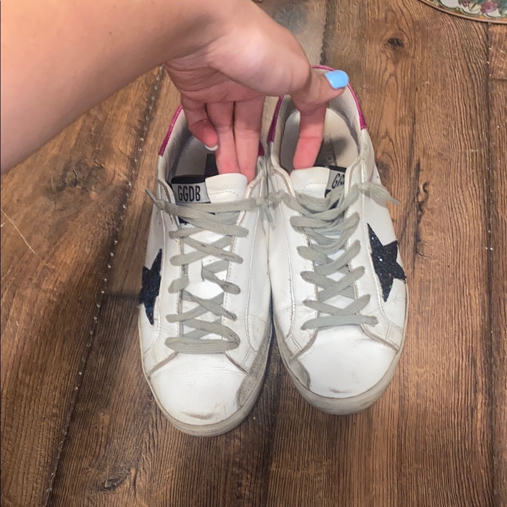 Golden Goose White Sneakers with Black Star